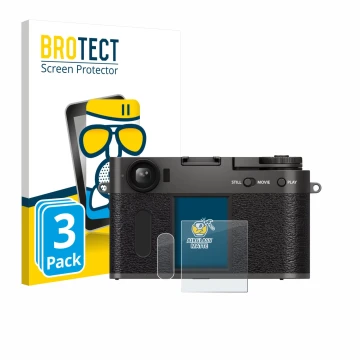 Front side of a product packaging with the brand logo BROTECT. Next to it is the device Fujifilm X Half X-HF1 shown with the c