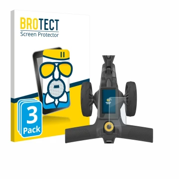 Front side of a product packaging with the brand logo BROTECT. Next to it is the device PowaKaddy CT10 shown with the correspo