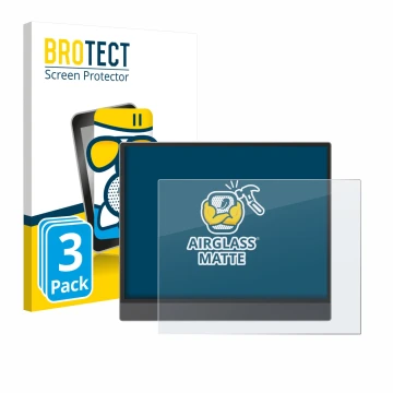 Front side of a product packaging with the brand logo BROTECT. Next to it is the device Boox Tab X C shown with the correspond