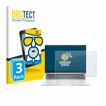 Front side of a product packaging with the brand logo BROTECT. Next to it is the device HP EliteBook 8 G1i 14