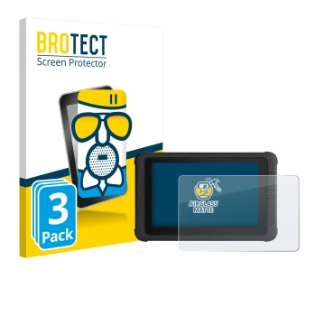 Front side of a product packaging with the brand logo BROTECT. Next to it is the device Webfleet PRO 8475 shown with the corre