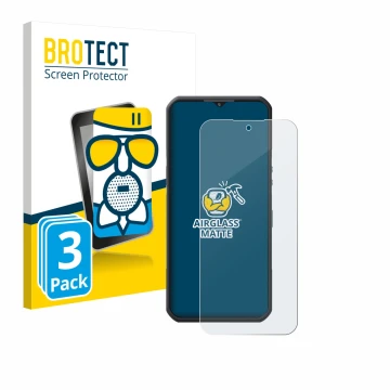Front side of a product packaging with the brand logo BROTECT. Next to it is the device Oukitel WP55 Pro shown with the corres