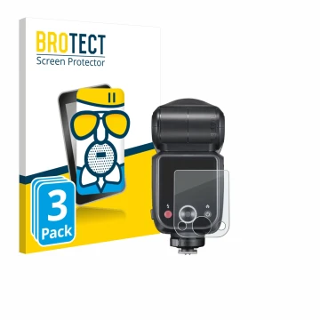 Front side of a product packaging with the brand logo BROTECT. Next to it is the device Godox V100 shown with the correspondin