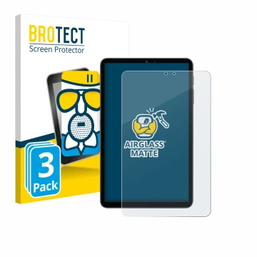 Front side of a product packaging with the brand logo BROTECT. Next to it is the device Alldocube iPlay 70 mini Pro shown with