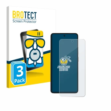 Front side of a product packaging with the brand logo BROTECT. Next to it is the device realme P3 5G shown with the correspond
