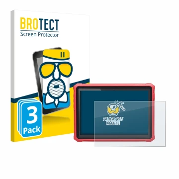 Front side of a product packaging with the brand logo BROTECT. Next to it is the device Launch X-431 Pro3 V+ Elite shown with 