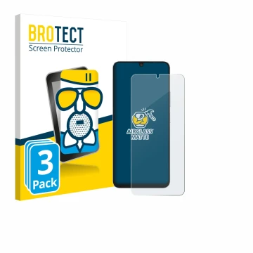 Front side of a product packaging with the brand logo BROTECT. Next to it is the device Blackview Shark 6 5G shown with the co