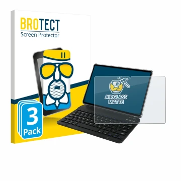 Front side of a product packaging with the brand logo BROTECT. Next to it is the device Tabwee T90 shown with the correspondin