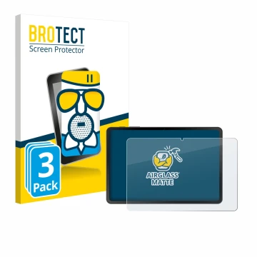 Front side of a product packaging with the brand logo BROTECT. Next to it is the device Doogee Tab A9 shown with the correspon