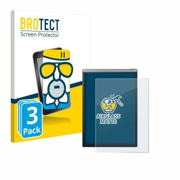 Front side of a product packaging with the brand logo BROTECT. Next to it is the device iflytek Ainote Air 2 shown with the co