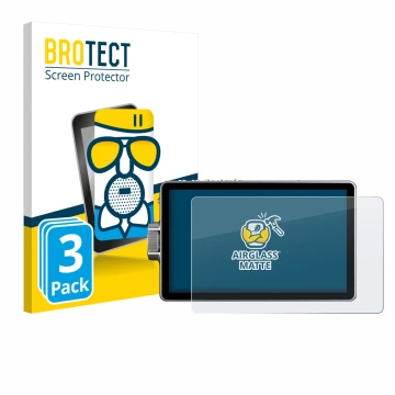 Front side of a product packaging with the brand logo BROTECT. Next to it is the device Viltrox DC-A1 2800 shown with the corr