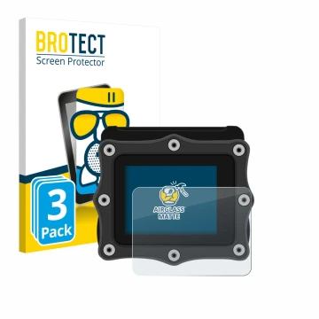 Front side of a product packaging with the brand logo BROTECT. Next to it is the device Shearwater Perdix 2 shown with the cor