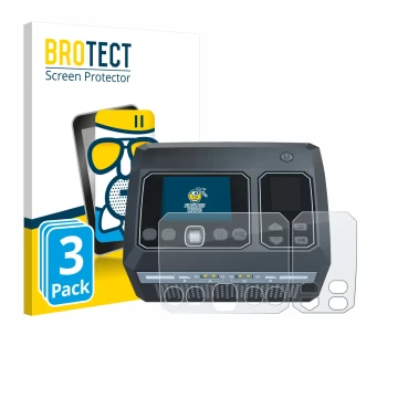 Front side of a product packaging with the brand logo BROTECT. Next to it is the device SkyRc D750 Mix shown with the correspo