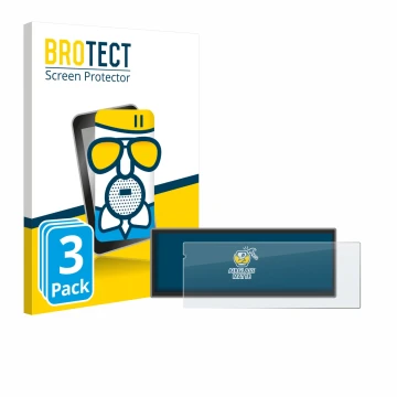 Front side of a product packaging with the brand logo BROTECT. Next to it is the device Carpuride Carplay W125A 11.26