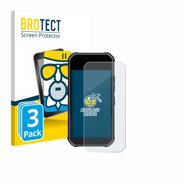 Front side of a product packaging with the brand logo BROTECT. Next to it is the device SkyCaddie Pro 5X shown with the corres