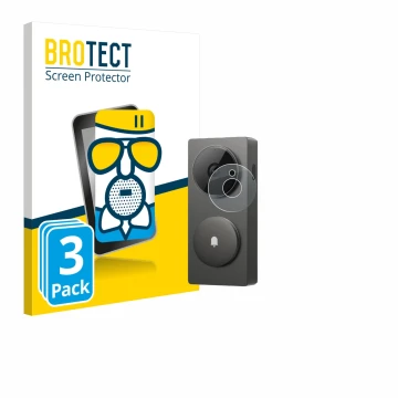 Front side of a product packaging with the brand logo BROTECT. Next to it is the device Aqara Hub G410 shown with the correspo