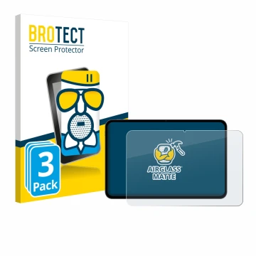 Front side of a product packaging with the brand logo BROTECT. Next to it is the device Teclast T65 shown with the correspondi