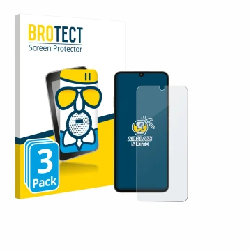 Front side of a product packaging with the brand logo BROTECT. Next to it is the device Oukitel C59 Pro shown with the corresp