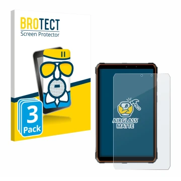 Front side of a product packaging with the brand logo BROTECT. Next to it is the device Blackview Active 5 shown with the corr
