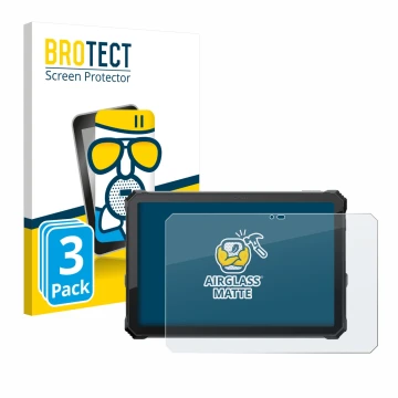 Front side of a product packaging with the brand logo BROTECT. Next to it is the device Blackview Active 12 Pro shown with the