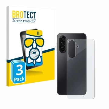 Front side of a product packaging with the brand logo BROTECT. Next to it is the device Samsung Galaxy A17 5G (Back) shown wit