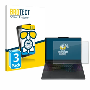 Front side of a product packaging with the brand logo BROTECT. Next to it is the device Lenovo Legion 5i Gen 10 15