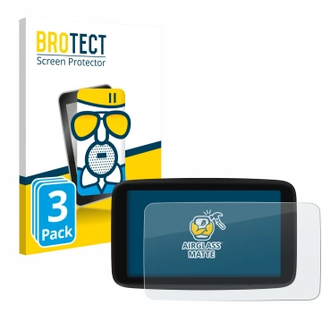 Front side of a product packaging with the brand logo BROTECT. Next to it is the device TomTom GO Classic 6