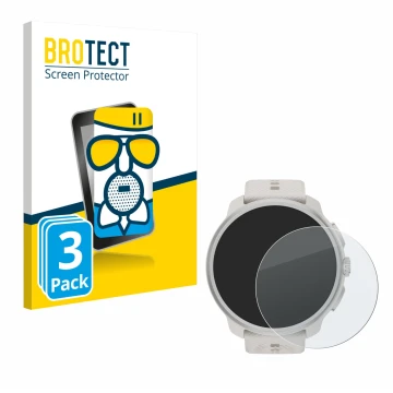 Front side of a product packaging with the brand logo BROTECT. Next to it is the device Suunto Race 2 shown with the correspon