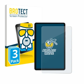 Front side of a product packaging with the brand logo BROTECT. Next to it is the device Samsung Galaxy Tab S11 (portrait) show