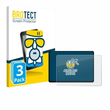 Front side of a product packaging with the brand logo BROTECT. Next to it is the device Honor Magicpad 3 shown with the corres