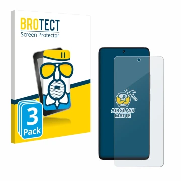 Front side of a product packaging with the brand logo BROTECT. Next to it is the device Xiaomi Poco M7 Pro 4G shown with the c