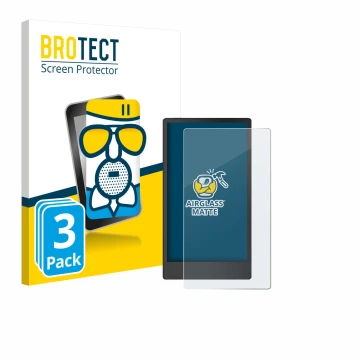 Front side of a product packaging with the brand logo BROTECT. Next to it is the device reMarkable Paper Pro Move shown with t