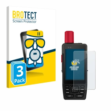 Front side of a product packaging with the brand logo BROTECT. Next to it is the device Garmin GPSMAP H1i Plus shown with the 