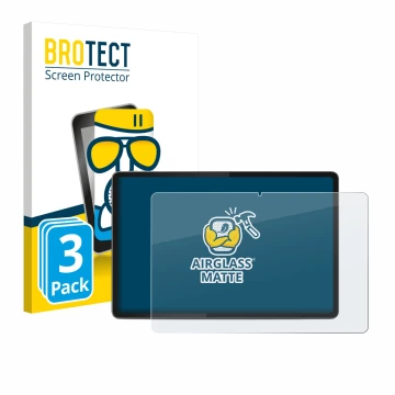 Front side of a product packaging with the brand logo BROTECT. Next to it is the device Lenovo Yoga Tab 11.1