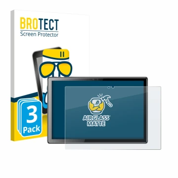 Front side of a product packaging with the brand logo BROTECT. Next to it is the device Tibuta A10 10.1