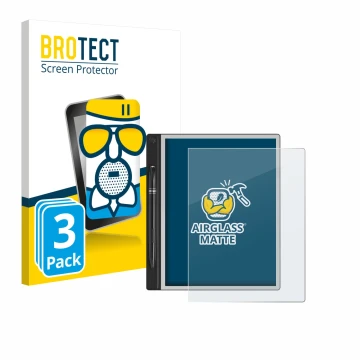 Front side of a product packaging with the brand logo BROTECT. Next to it is the device Montblanc Digital Paper shown with the