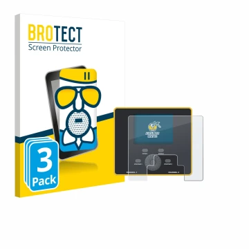 Front side of a product packaging with the brand logo BROTECT. Next to it is the device Junsi iCharger DX12 shown with the cor