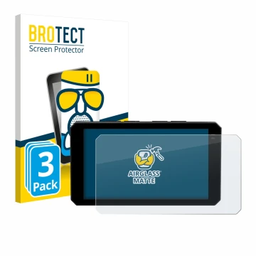 Front side of a product packaging with the brand logo BROTECT. Next to it is the device Chigee AIO-6 LTE 4G shown with the cor