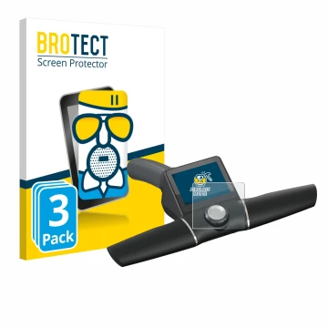 Front side of a product packaging with the brand logo BROTECT. Next to it is the device Motocaddy M7 GPS Remote shown with the