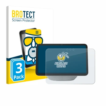 Front side of a product packaging with the brand logo BROTECT. Next to it is the device Amazon Echo Show 8 2025 (4th Gen.) sho