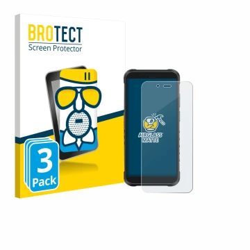 Front side of a product packaging with the brand logo BROTECT. Next to it is the device Ulefone RugKing shown with the corresp