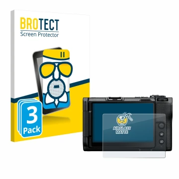 Front side of a product packaging with the brand logo BROTECT. Next to it is the device Nikon ZR shown with the corresponding 
