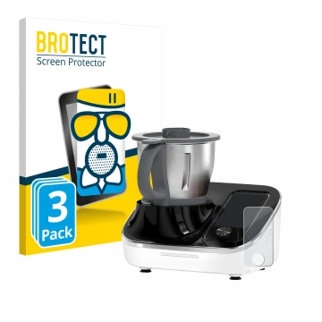 Front side of a product packaging with the brand logo BROTECT. Next to it is the device TOKIT Omni Cook C2 shown with the corr
