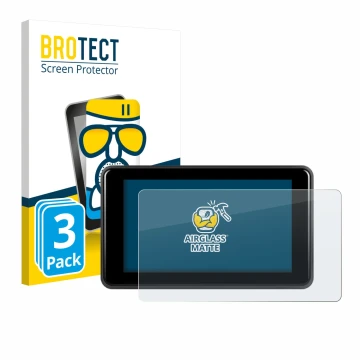 Front side of a product packaging with the brand logo BROTECT. Next to it is the device Vechtel Motorrad Carplay 5