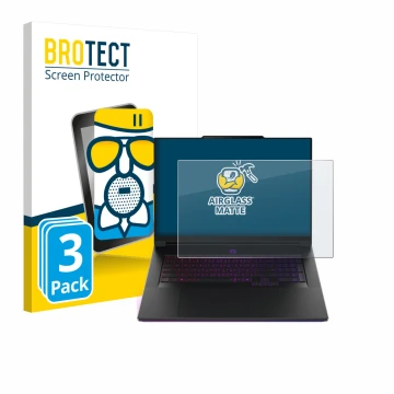 Front side of a product packaging with the brand logo BROTECT. Next to it is the device Lenovo Legion 9i Gen 10 18