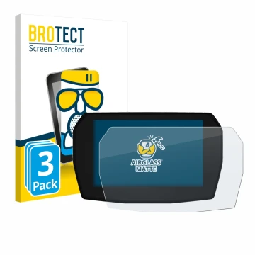 Front side of a product packaging with the brand logo BROTECT. Next to it is the device Ducati Multistrada V2 2025 shown with 