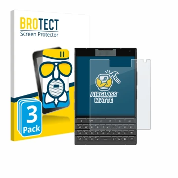 Front side of a product packaging with the brand logo BROTECT. Next to it is the device Unihertz Titan 2 shown with the corres