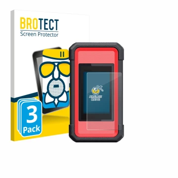Front side of a product packaging with the brand logo BROTECT. Next to it is the device Launch X431 SmartLink C V2.0 shown wit
