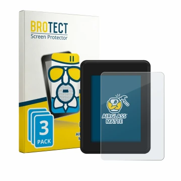 Front side of a product packaging with the brand logo BROTECT. Next to it is the device Neodrives simplyDisplay shown with the