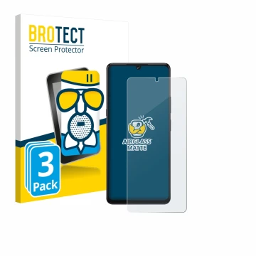 Front side of a product packaging with the brand logo BROTECT. Next to it is the device Cubot X100 shown with the correspondin